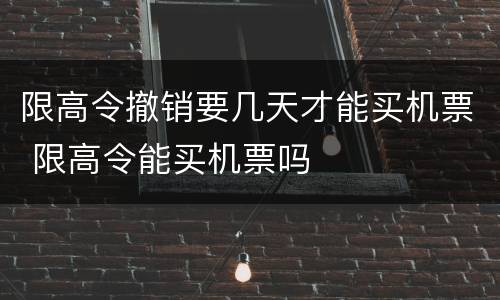 限高令撤销要几天才能买机票 限高令能买机票吗