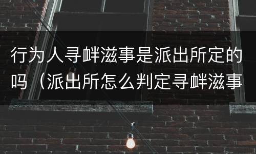 行为人寻衅滋事是派出所定的吗（派出所怎么判定寻衅滋事）