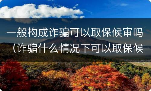 一般构成诈骗可以取保候审吗（诈骗什么情况下可以取保候审）