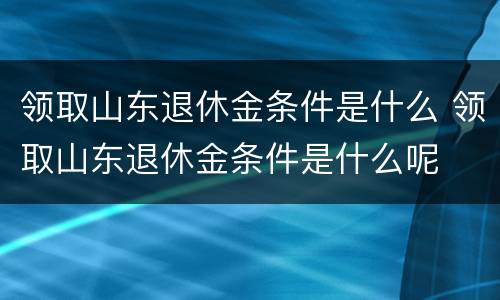 领取山东退休金条件是什么 领取山东退休金条件是什么呢