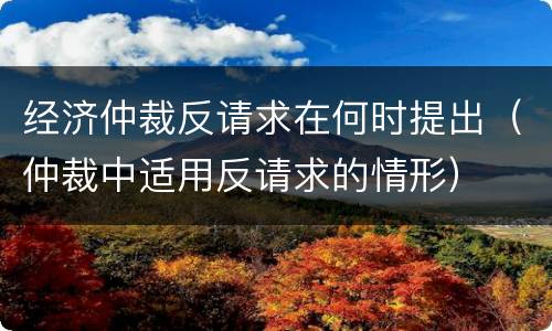 经济仲裁反请求在何时提出（仲裁中适用反请求的情形）