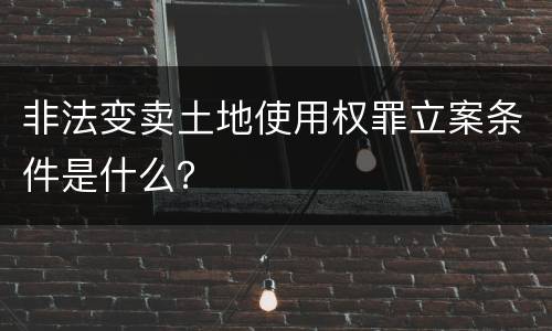 非法变卖土地使用权罪立案条件是什么？