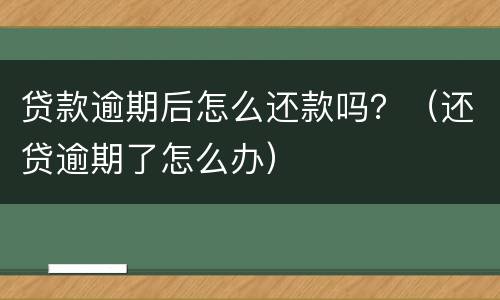 贷款逾期后怎么还款吗？（还贷逾期了怎么办）