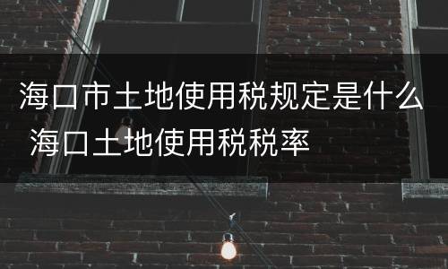 海口市土地使用税规定是什么 海口土地使用税税率