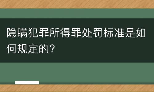 隐瞒犯罪所得罪处罚标准是如何规定的?