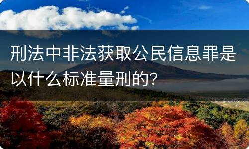 刑法中非法获取公民信息罪是以什么标准量刑的？