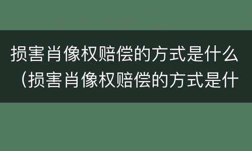 损害肖像权赔偿的方式是什么（损害肖像权赔偿的方式是什么呢）