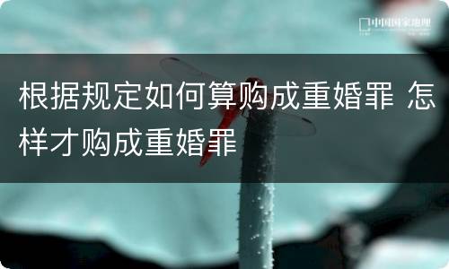 根据规定如何算购成重婚罪 怎样才购成重婚罪