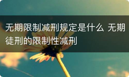 无期限制减刑规定是什么 无期徒刑的限制性减刑