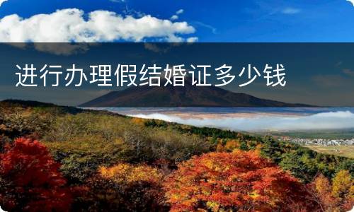 进行办理假结婚证多少钱