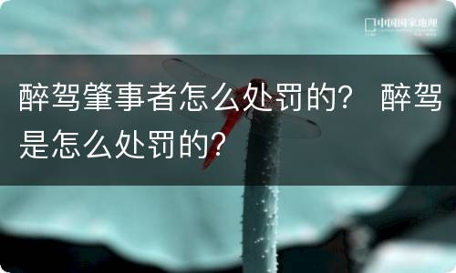 醉驾肇事者怎么处罚的？ 醉驾是怎么处罚的?