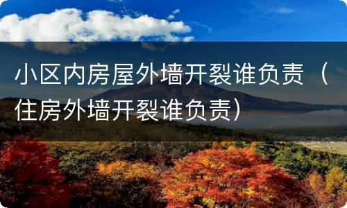 小区内房屋外墙开裂谁负责（住房外墙开裂谁负责）