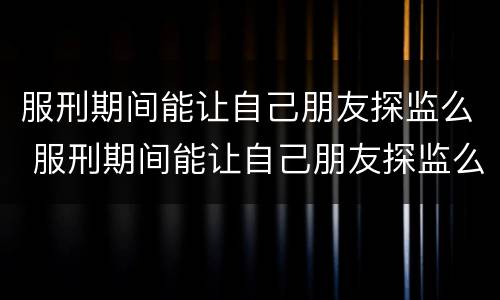 服刑期间能让自己朋友探监么 服刑期间能让自己朋友探监么嘛