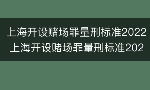 上海开设赌场罪量刑标准2022 上海开设赌场罪量刑标准2022年