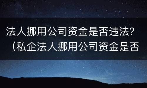 法人挪用公司资金是否违法？（私企法人挪用公司资金是否违法）