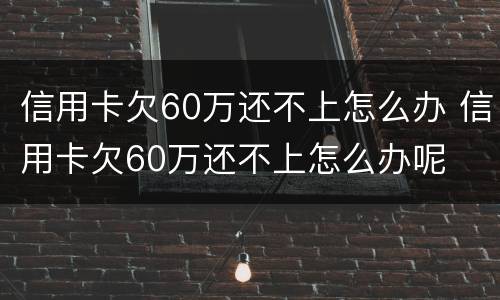 信用卡欠60万还不上怎么办 信用卡欠60万还不上怎么办呢