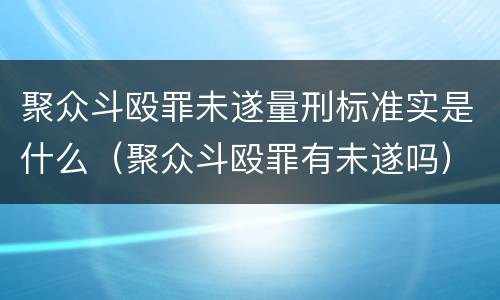 聚众斗殴罪未遂量刑标准实是什么（聚众斗殴罪有未遂吗）