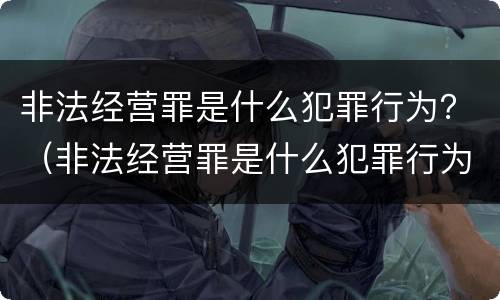 非法经营罪是什么犯罪行为？（非法经营罪是什么犯罪行为呢）