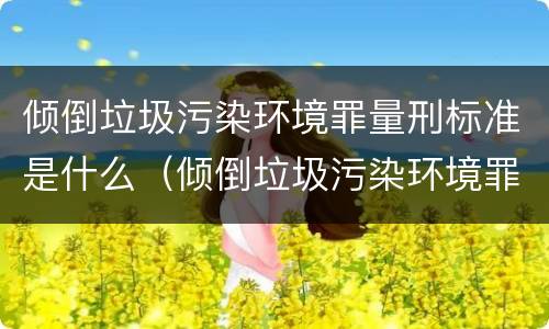 倾倒垃圾污染环境罪量刑标准是什么（倾倒垃圾污染环境罪量刑标准是什么）
