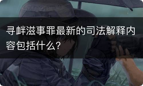 寻衅滋事罪最新的司法解释内容包括什么？