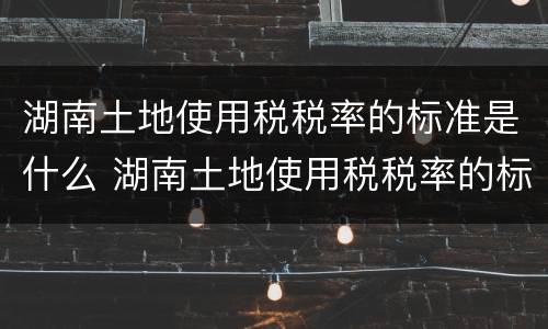 湖南土地使用税税率的标准是什么 湖南土地使用税税率的标准是什么意思