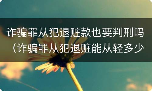 诈骗罪从犯退赃款也要判刑吗（诈骗罪从犯退赃能从轻多少）
