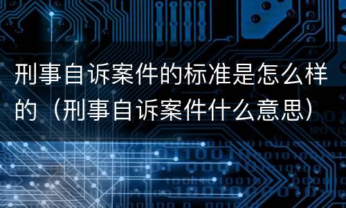 刑事自诉案件的标准是怎么样的（刑事自诉案件什么意思）