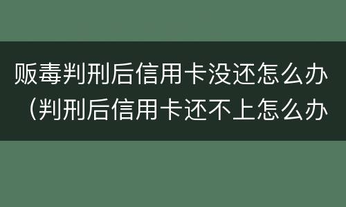 贩毒判刑后信用卡没还怎么办（判刑后信用卡还不上怎么办会判刑吗）
