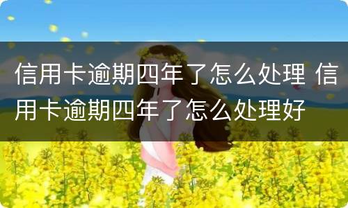 信用卡逾期四年了怎么处理 信用卡逾期四年了怎么处理好