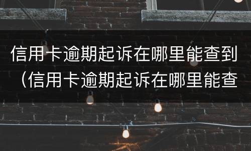 信用卡逾期起诉在哪里能查到（信用卡逾期起诉在哪里能查到结果）