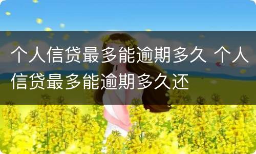 个人信贷最多能逾期多久 个人信贷最多能逾期多久还