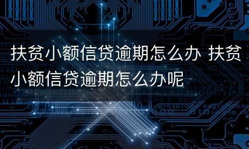 扶贫小额信贷逾期怎么办 扶贫小额信贷逾期怎么办呢