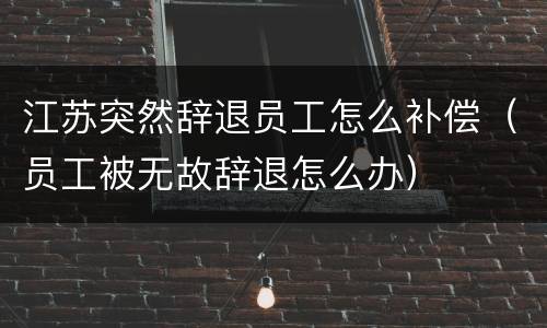 江苏突然辞退员工怎么补偿（员工被无故辞退怎么办）