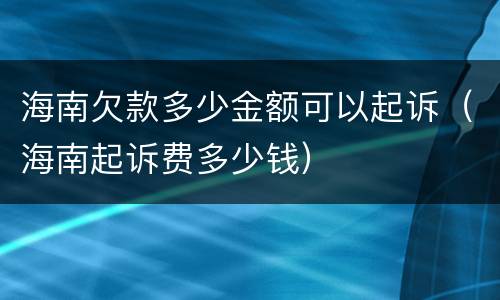 海南欠款多少金额可以起诉（海南起诉费多少钱）