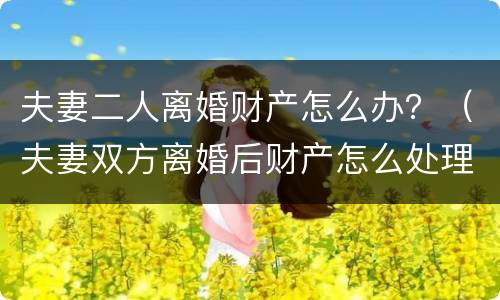 夫妻二人离婚财产怎么办？（夫妻双方离婚后财产怎么处理）