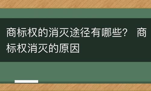 商标权的消灭途径有哪些？ 商标权消灭的原因