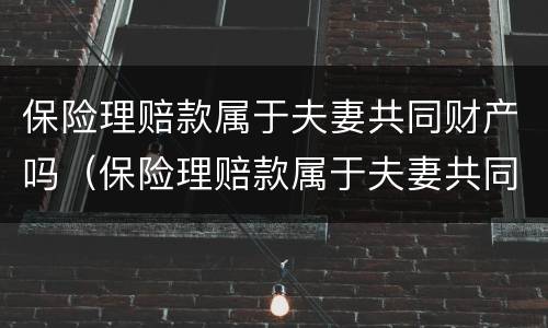 保险理赔款属于夫妻共同财产吗（保险理赔款属于夫妻共同财产吗）