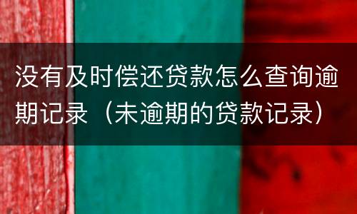 没有及时偿还贷款怎么查询逾期记录（未逾期的贷款记录）