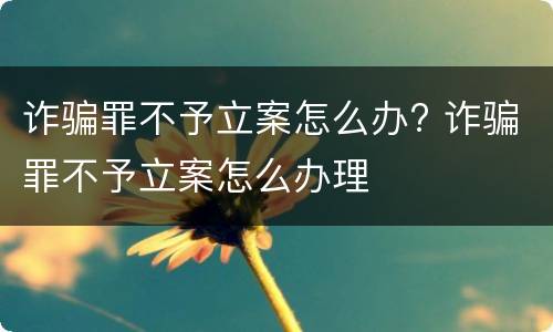 诈骗罪不予立案怎么办? 诈骗罪不予立案怎么办理