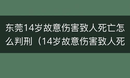 东莞14岁故意伤害致人死亡怎么判刑（14岁故意伤害致人死亡 判决）