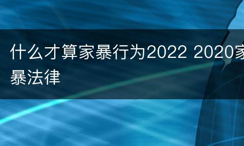 什么才算家暴行为2022 2020家暴法律