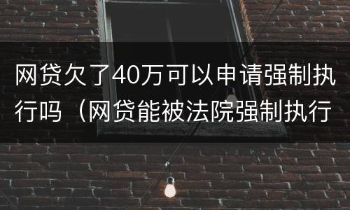 网贷欠了40万可以申请强制执行吗（网贷能被法院强制执行吗）