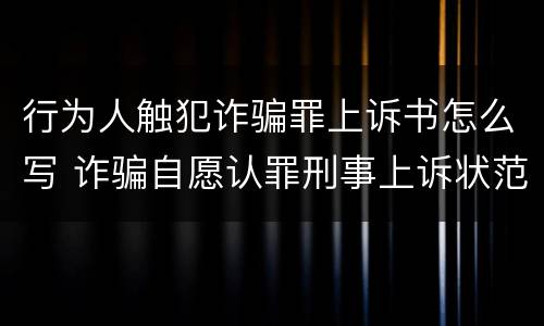 行为人触犯诈骗罪上诉书怎么写 诈骗自愿认罪刑事上诉状范文