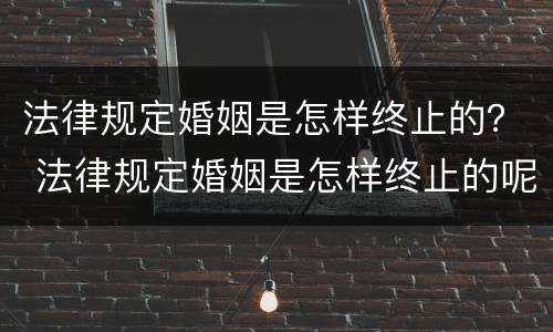 法律规定婚姻是怎样终止的？ 法律规定婚姻是怎样终止的呢