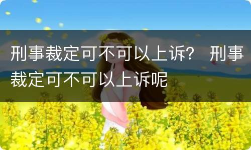 刑事裁定可不可以上诉？ 刑事裁定可不可以上诉呢