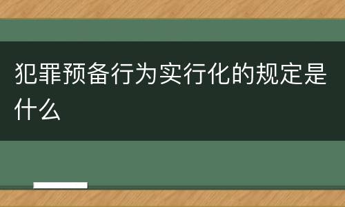 犯罪预备行为实行化的规定是什么