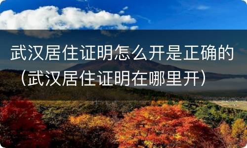 武汉居住证明怎么开是正确的（武汉居住证明在哪里开）