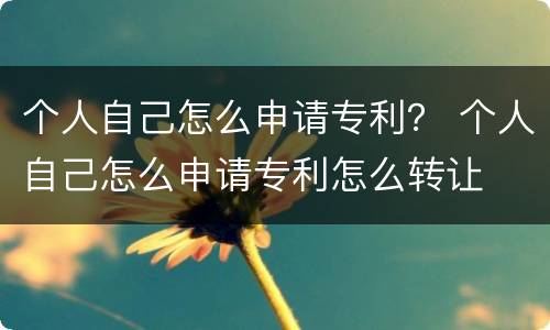 个人自己怎么申请专利？ 个人自己怎么申请专利怎么转让