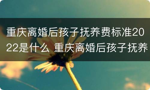 重庆离婚后孩子抚养费标准2022是什么 重庆离婚后孩子抚养费标准2022是什么政策