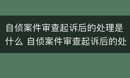 自侦案件审查起诉后的处理是什么 自侦案件审查起诉后的处理是什么时候
